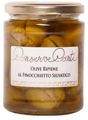 OLIVES VERTES FARCIES AU FENOUIL SAUVAGE DE SICILE